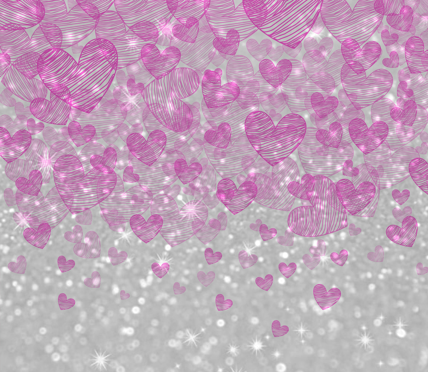 Pink Hearts White Glitter